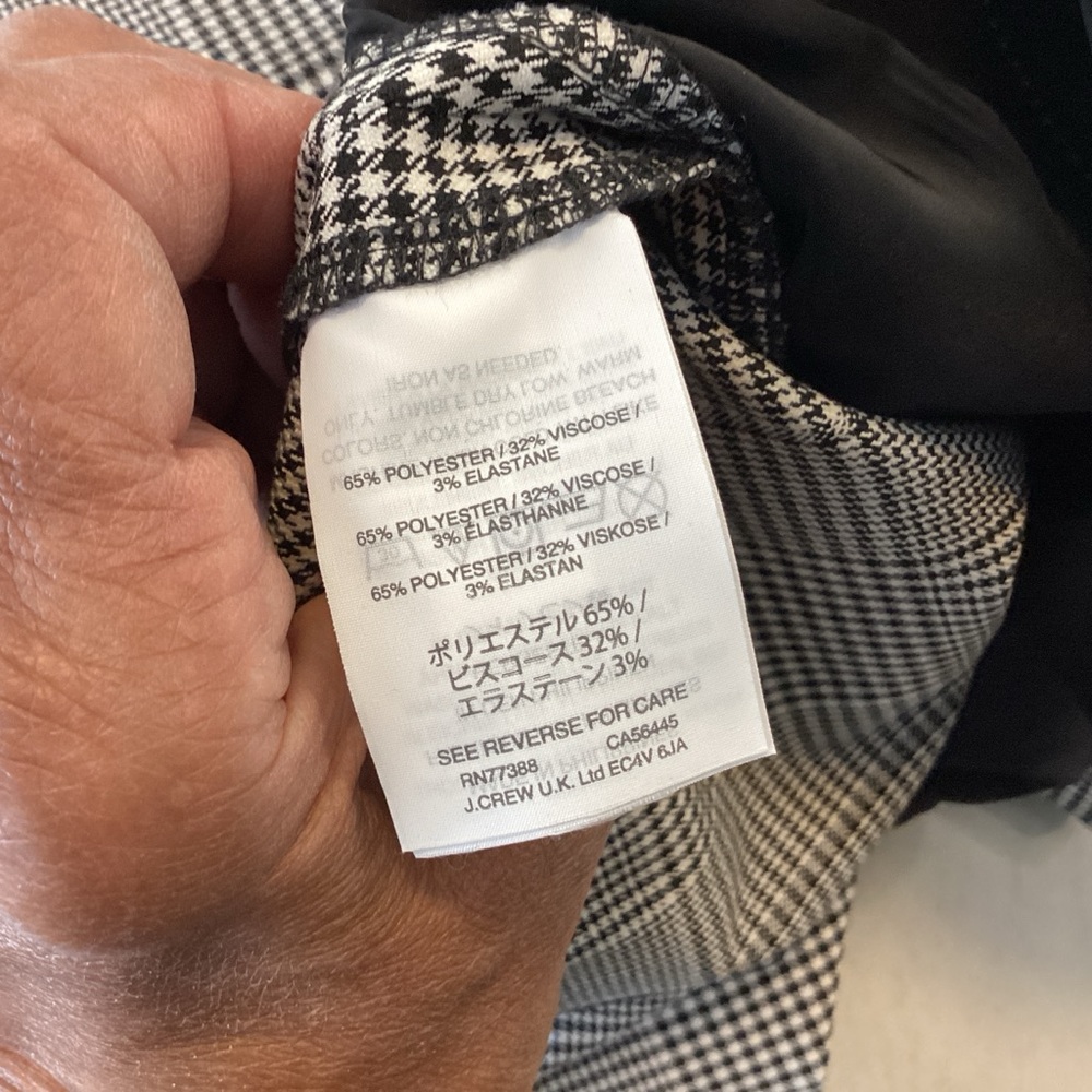 J. Crew Black White Houndstooth High-Waisted Wide-Leg Cropped Pants 6 EUC $109 - Picture 8 of 12